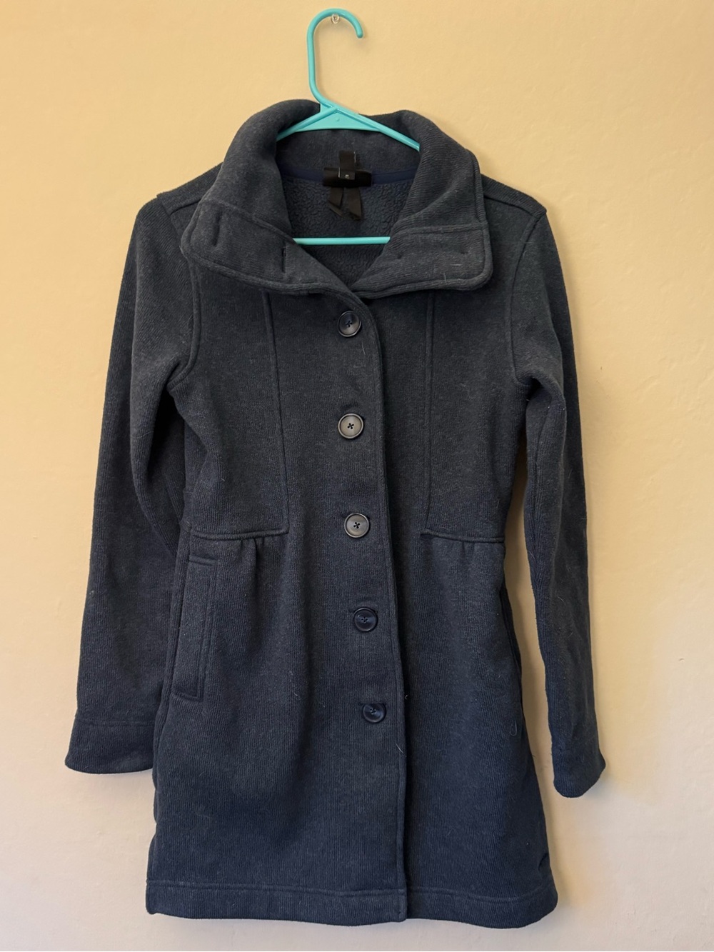 PATAGONIA Better Sweater Fleece Coat Womens Button Up Pea Coat Jacket Sz XS gray